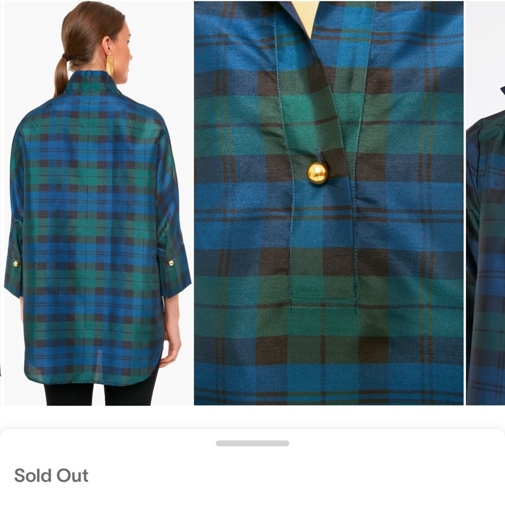 Tuckernuck Navy and Forest Green Plaid Button-Down Top - Picture 5 of 6